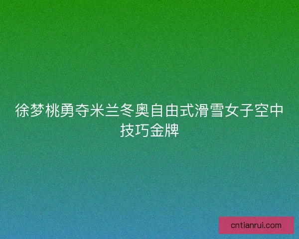 徐梦桃勇夺米兰冬奥自由式滑雪女子空中技巧金牌